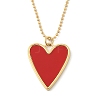 Ion Plating(IP) 304 Stainless Steel Acrylic Red Heart Pendant Ball Chain Necklaces for Women NJEW-F328-06G-1