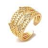 Rack Plating Brass Micro Pave Clear Cubic Zirconia Cuff Rings for Women RJEW-G325-13B-G-1