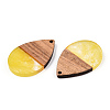 Transparent Resin & Walnut Wood Pendants RESI-N039-25H-2