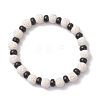 Natural Lava Rock & Coconut Shell Beaded Stretch Bracelets for Women Men BJEW-JB12470-03-2