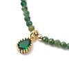 Cubic Zirconia Teardrop Pendant Necklace with Natural Emerald Quartz Beaded Chains NJEW-JN04121-05-4