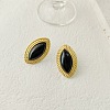 Horse Eye 304 Stainless Steel Natural Agate Stud Earrings FS-WGAD791-01-1