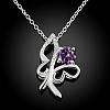 Silver Plated Brass Cubic Zirconia Butterfly Pendant Necklaces NJEW-BB06060-C-2