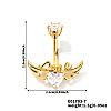 Heart with Wing Brass Rhinestone Belly Rings Curved Barbell OZ3962-7-1