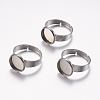 Adjustable 304 Stainless Steel Finger Rings Components X-STAS-F149-18P-E-1