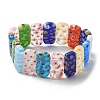 Handmade Millefiori Lampwork Beaded Stretch Bracelets for Men Women BJEW-G738-01C-14-4