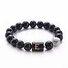 10MM Natural Black Onyx(Dyed & Heated) and Howlite Beaded Stretch Bracelets RH2290-5-1