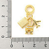 Rack Plating Brass Micro Pave Cubic Zirconia European Dangle Charms KK-P270-02F-G-3