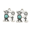 Synthetic Turquoise & Alloy Pendants PALLOY-H146-01AS-R-1