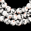 Handmade Flower Printed Porcelain Ceramic Beads Strands PORC-M006-8mm-02-2