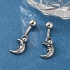 Crescent Moon Face 316 Surgical Stainless Steel Belly Button Rings/Earrings EJEW-G416-14AS-3