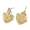 Rack Plating Brass Micro Pave Clear Cubic Zirconia Stud Earrings EJEW-U011-07G-2