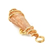 2Pcs Electroplated Natural Quartz Crystal Dyed Copper Wire Wrapped Pendants PALLOY-JF03174-01-5