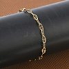 304 Stainless Steel Dapped Chains Bracelets for Women BJEW-D466-08B-G-1