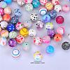 Christmas Printed Round with Snowflake Pattern Silicone Focal Beads LS-SI-JX0056A-124-2