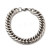 201 Stainless Steel Cuban Link Chains Bracelets for Women Men STAS-T077-21P-02-4