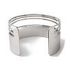 Titanium Steel Hollow Striped Open Cuff Bangles for Women BJEW-G719-06P-3