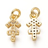 Brass Micro Pave Clear Cubic Zirconia Pendants ZIRC-P081-G08-RS-2