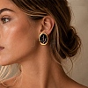 Brass Enamel Oval & Flower Stud Earrings WG2CA86-01-2