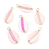 6Pcs 6 Styles Natural Cowrie Shell & Glass Seed Beads Pendants PALLOY-JF02759-02-1