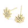 Brass Micro Pave Clear Cubic Zirconia Stud Earrings for Women EJEW-S217-D01-2