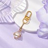 Brass Macrame Chain Pouch Round Shell Pearl Holder Pendant Decorations HJEW-JM02048-01-2