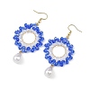 Brass Glass Beads Dangle Earrings EJEW-MZ00764-01-3