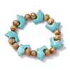 Beach Dolphin Dyed Synthetic Turquoise Stretch Bracelets BJEW-JB10292-02-1