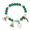 Synthetic Malachite Round Beaded Stretch Bracelet X1-BJEW-TA00251-1