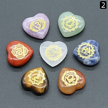 7 Chakra Symbol Natural Gemstone Heart Palm Stones PW-WG27870-02