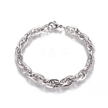 Tarnish Resistant 304 Stainless Steel Rope Chain Bracelets BJEW-I274-07S