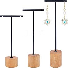 T Bar Iron & Wood Earring Displays Sets EDIS-WH0016-02