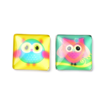 (Defective Closeout Sale)Printed Glass Cabochons GGLA-XCP0001-02-1