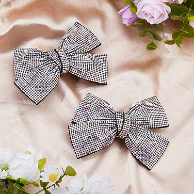 2Pcs Bowknot Rhinestone Hair Barrettes PHAR-HS0001-05-1