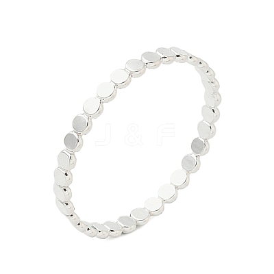 925 Sterling Silver Flat Beaded Finger Rings for Women RJEW-NH0002-01A-S-1