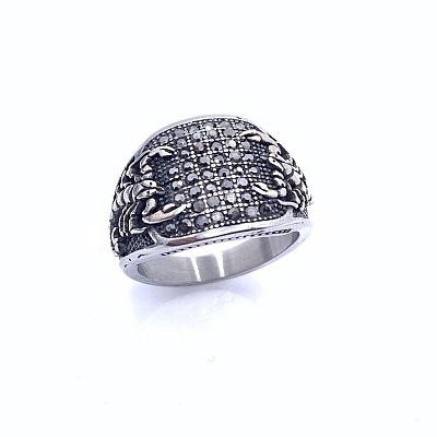 Scorpion Pattern 304 Stainless Steel Micro Pave Cubic Zirconia Finger Rings for Men FS-WG5AE2F-05-1