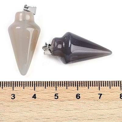 Natural Grey Agate Gemstone Pointed Pendants G-K384-01P-10-1