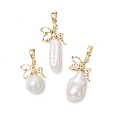 Natural Baroque Keshi Pearl Pendants PALLOY-JF05220-1