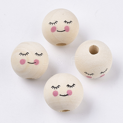 Natural Wood European Beads X-WOOD-S055-17-1
