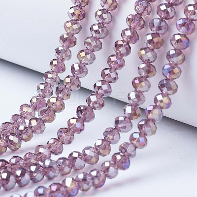 Electroplate Glass Beads Strands X-EGLA-A034-T6mm-B10-1