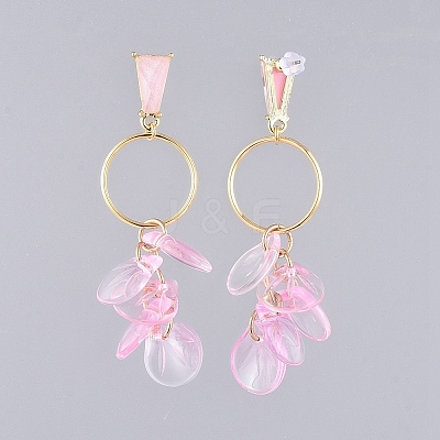 Glass Cluster Beads Dangle Ear Studs EJEW-JE03921-01-1