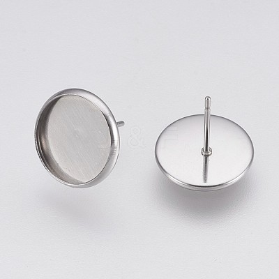 Non-Tarnish 202 Stainless Steel Stud Earring Settings X-STAS-I088-E-02P-1