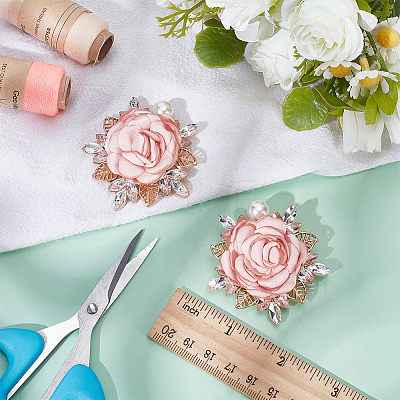 2Pcs Flower Polyester Brooches JEWB-ME0001-12-1