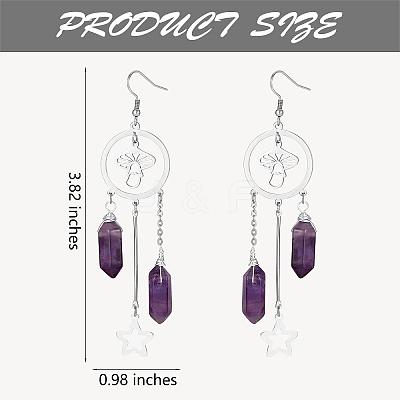 Natural Amethyst Bullet Chandelier Earrings EJEW-SW00017-01-1