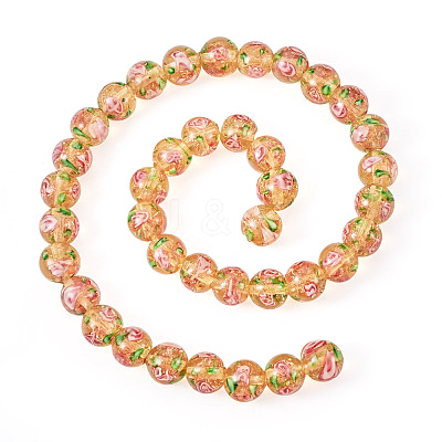1 Strand Handmade Glod Sand Lampwork Beads Strands LAMP-TA0002-09D-1