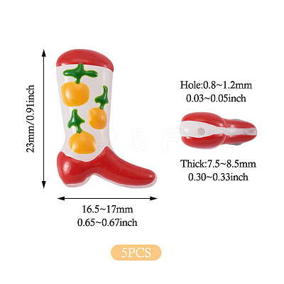 5Pcs Boot Baking Paint Glass Enamel  Beads LAMP-TADJ0001-08A-1