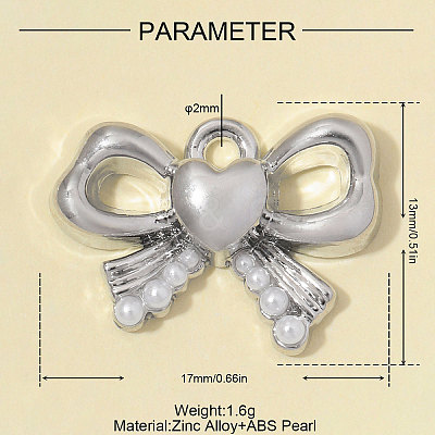 Zinc Alloy with ABS Plastic Imitation Pearl Pendants AL-OY001-35P-1
