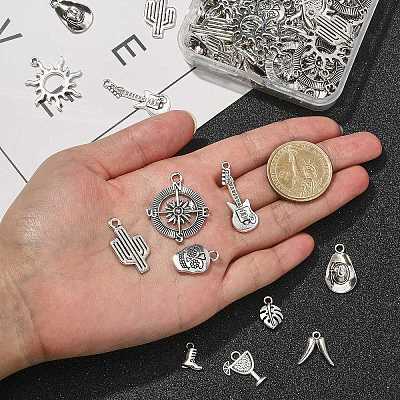 100Pcs 10 Styles Tibetan Style Alloy Pendants TIBEP-CJ0001-96-1