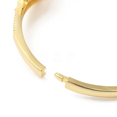Colorful Cubic Zirconia Hollow Out Teardrop Hinged Bangle BJEW-L681-006G-1