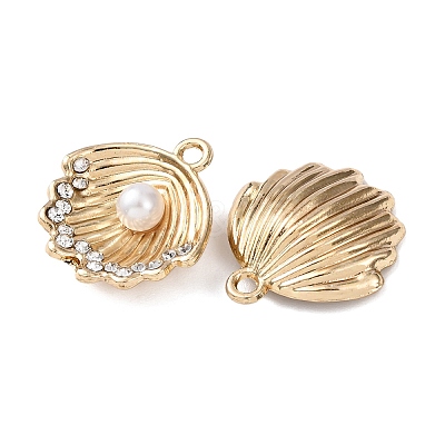 Alloy with Rhinestone and ABS Plastic Imitation Pearl Pendants FIND-Z111-04G-1
